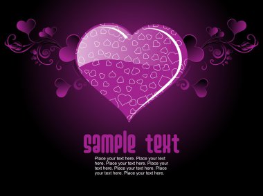 Purple color background with heart text clipart