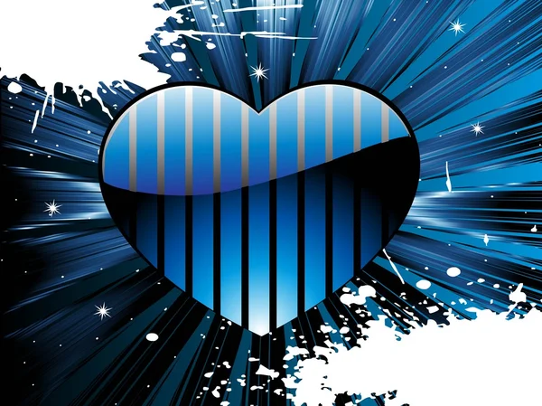 Raggi grungy sottosuolo con cuore blu — Vettoriale Stock