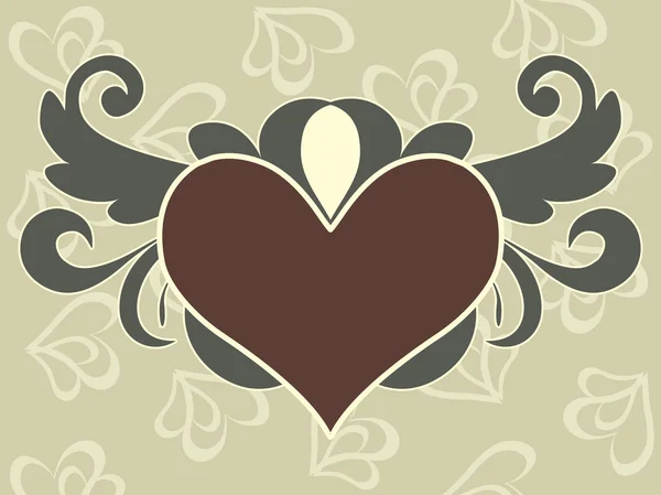 Corazón grande decorado con fondo — Vector de stock