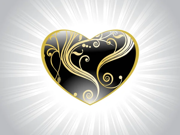 Coeur noir avec motif tourbillon — Image vectorielle