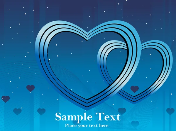 Fond bleu avec illustration coeur — Image vectorielle