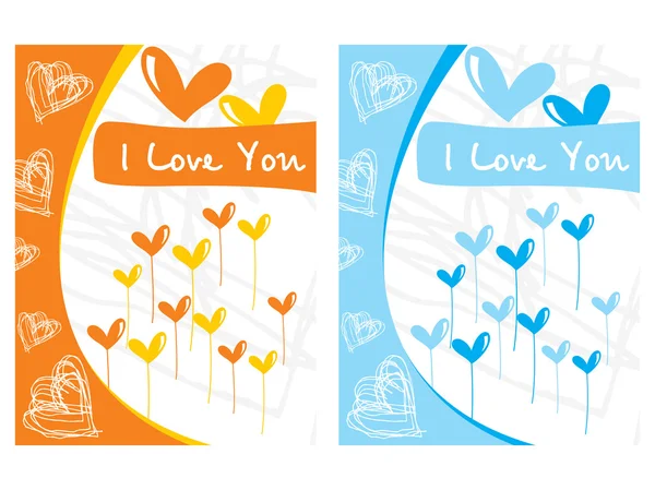 Dwa balony projekt karty miłości — Wektor stockowy