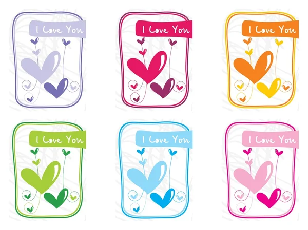 Grupo de seis globos de diseño tarjeta de amor — Archivo Imágenes Vectoriales