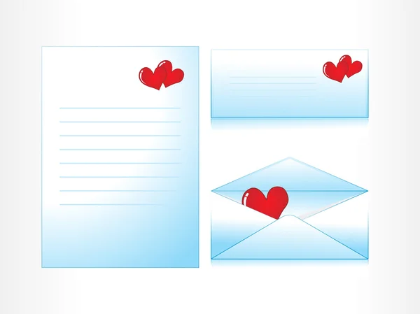 Carta de amor com envelope, ilustração — Vetor de Stock
