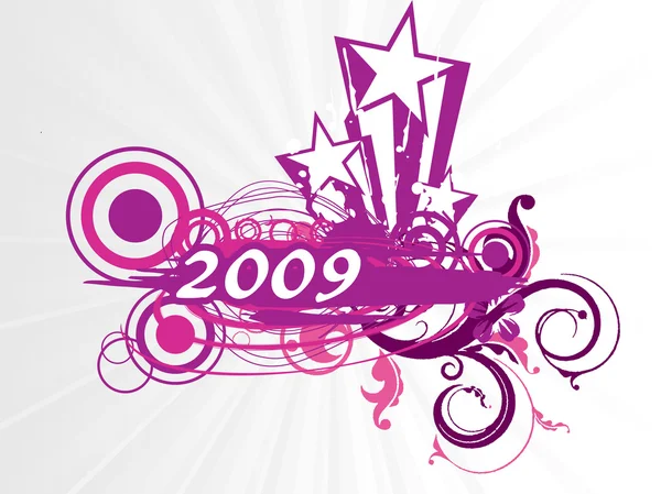 Yeni yıl 2009 tebrik desen, Tasarım1 — Stok Vektör