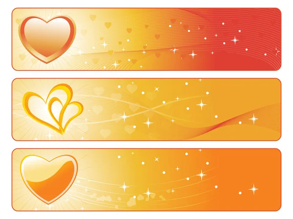 Golden heart-shape banner — Stock Vector