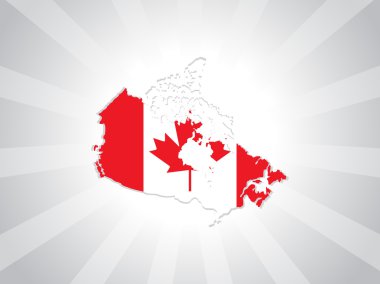 Rays background with canada map clipart