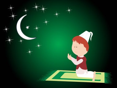 Muslim man worship to his god clipart