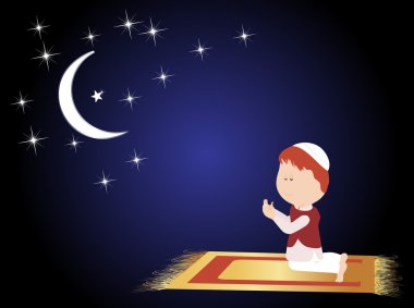 Muslim praying during eid clipart