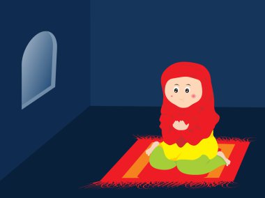 Muslim woman redding namaz clipart