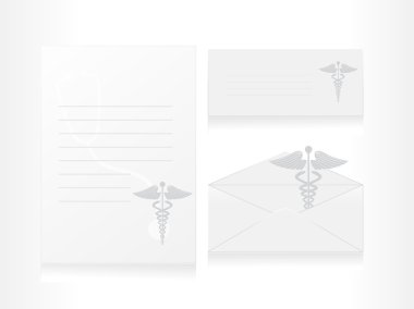 Medical caduceus with envelope clipart