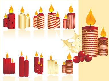 Set of christmas candle clipart