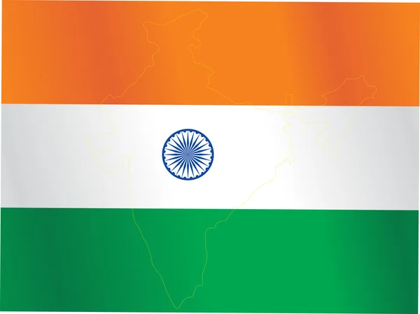 Mapa esboço na bandeira indiana, vetor — Vetor de Stock