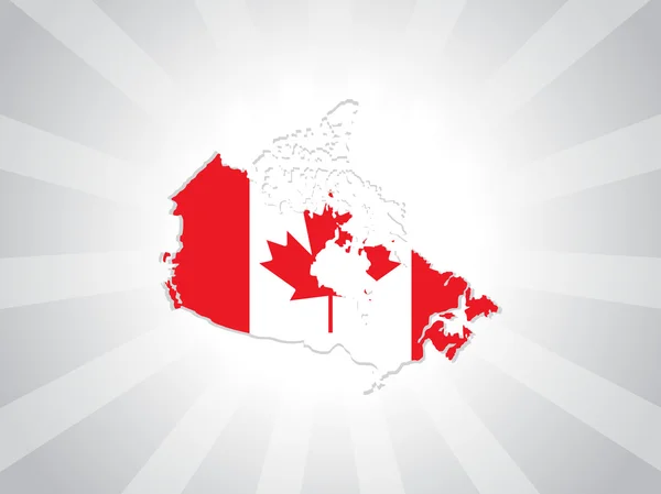 Raios de fundo com mapa do Canadá — Vetor de Stock