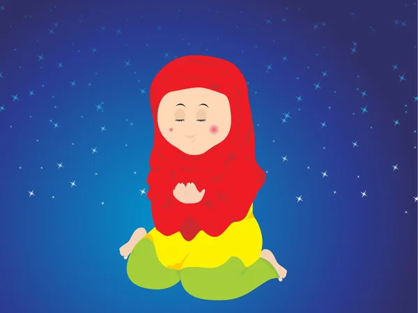 Femme musulmane appelant allah pendant namaz — Image vectorielle
