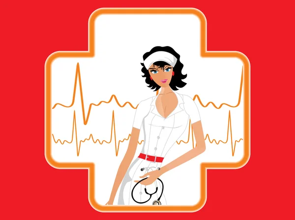 Medizinischer Hintergrund mit Krankenschwester — Stockvektor
