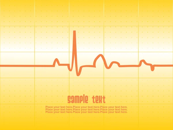 Heart beat with yellow background — Stock Vector