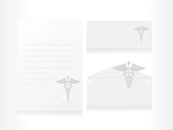 Caducée médical avec enveloppe — Image vectorielle