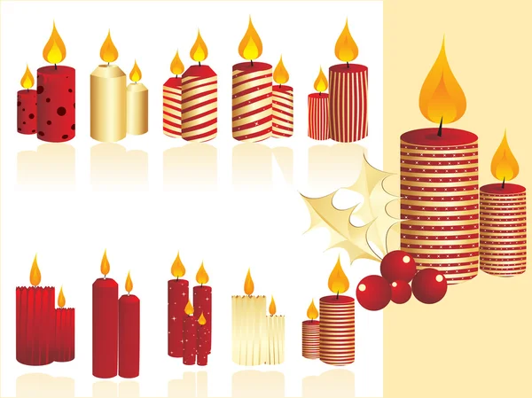 Set di candele natalizie — Vettoriale Stock