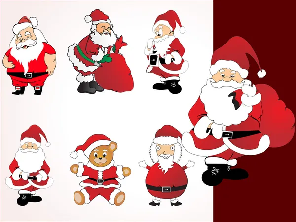 Collection of santa in different pose — Stock Vector