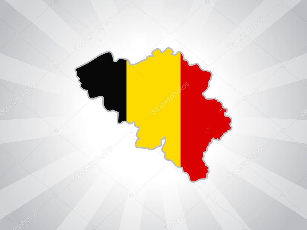 Map of Belgium with their flag