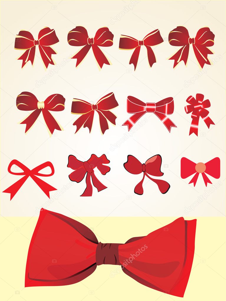 Collection of red bows