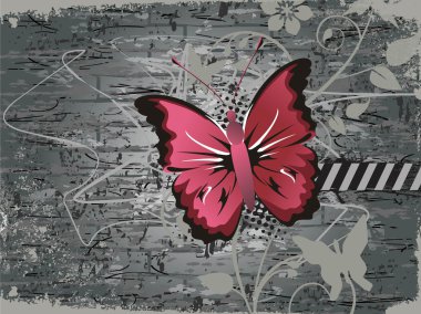 Butterfly with grungy background clipart