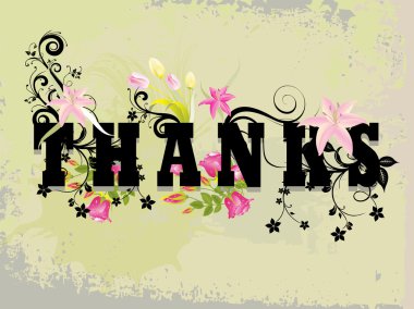 Decorated thank with grunge background clipart