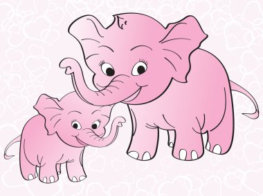 Pink heart background with elephant clipart