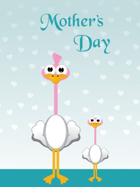 Cute ostrich background for mother day clipart