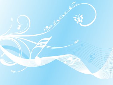 Floral and musical note clipart