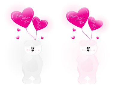 Set of tadddy bear with balloons clipart