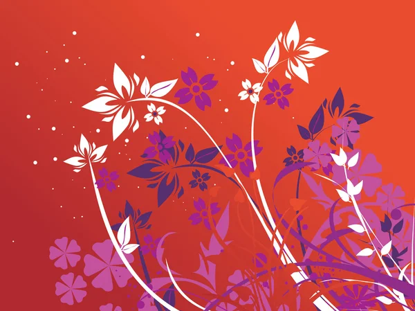オレンジ色の背景の花のパターン — ストックベクタ