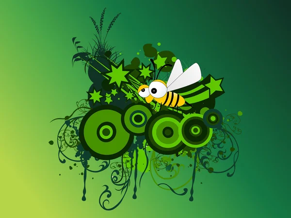 Oeuvre d'art grunge, abeille domestique — Image vectorielle