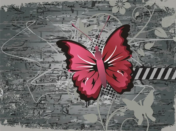 Schmetterling mit grungy Hintergrund — Stockvektor