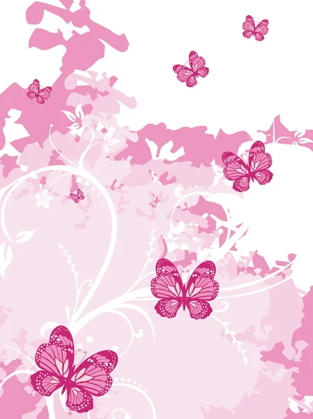 Fundo artístico rosa com borboleta —  Vetores de Stock