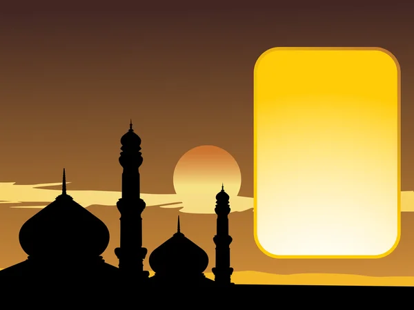 Mosquées dans la nuit de lune — Image vectorielle