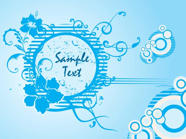Arrière-plan avec cadre floral bleu — Image vectorielle