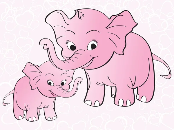Roze hart achtergrond met olifant — Stockvector