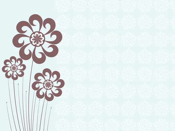 花とブルーのアートワークの背景 — ストックベクタ
