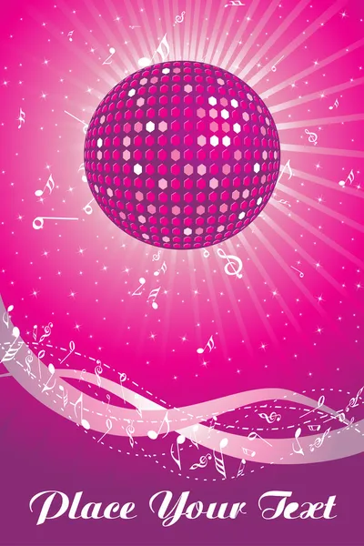 Μπάλα disco, μουσικές νότες — Διανυσματικό Αρχείο