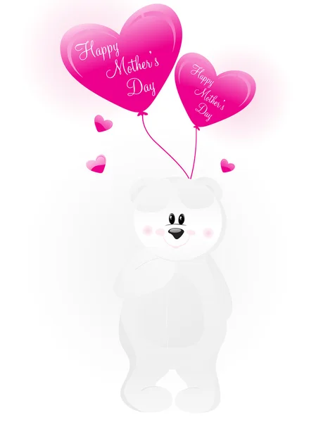 Cute taddy with pink balloons — Stock Vector