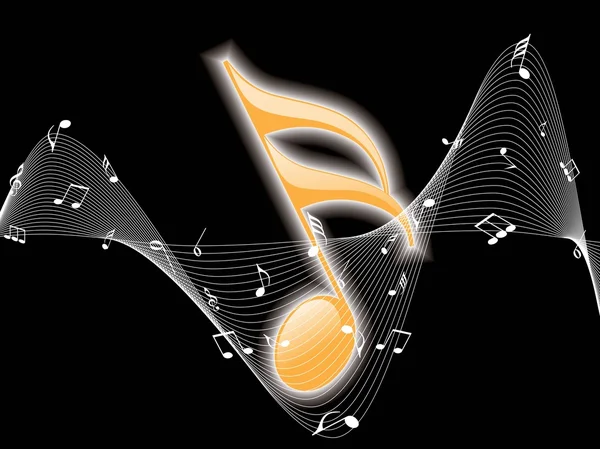 Black background with music notes — Stock Vector
