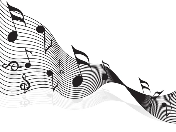 Fondo con ondas de notas musicales — Archivo Imágenes Vectoriales