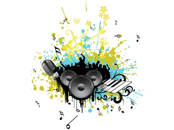 Grunge colorido com instrumento musical — Vetor de Stock