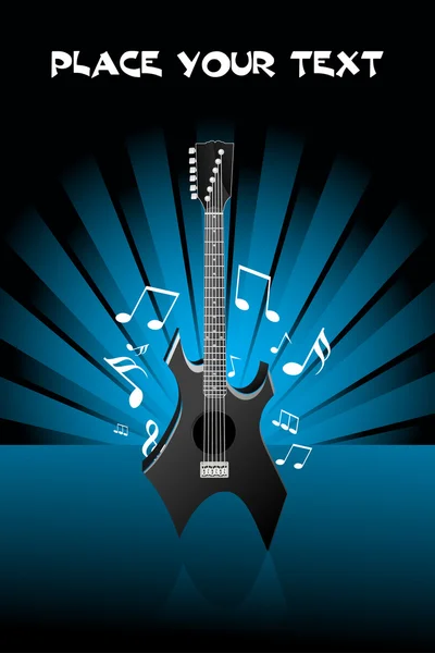 Guitare, notes de musique — Image vectorielle