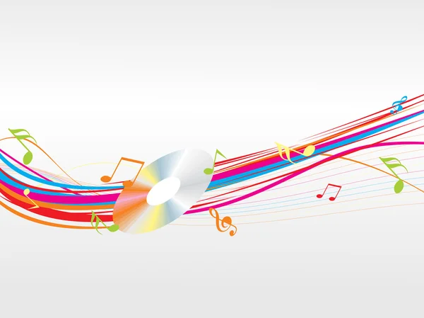 Музыкальные волны с нотами и CD — стоковый вектор
