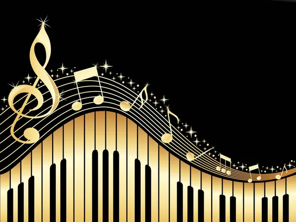 Notas musicales con piano — Vector de stock