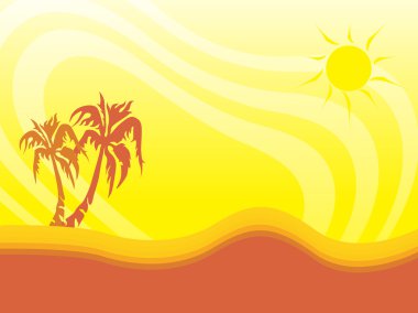 Palm tree on sunny summer background clipart