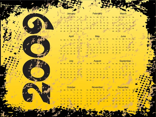 Año nuevo 2009 calendario grunge — Vector de stock